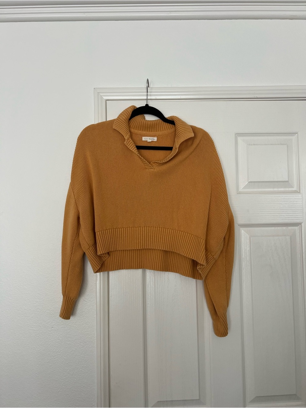 Mother of Pearl Mustard Cropped Cowl Neck Sweater
